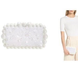 CULT GAIA Eos Beaded Acrylic Box Clutch - marbled white